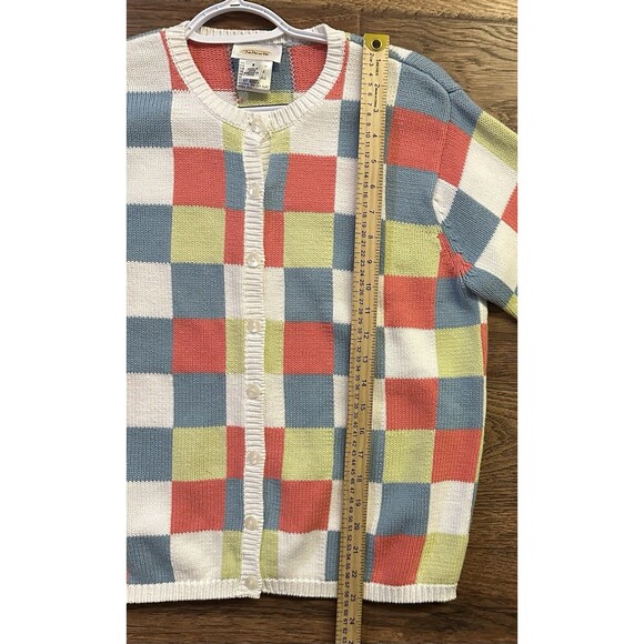 Talbots Colorblock Cotton Cardigan Preppy Cottagecore Sweater Women’s Small - Picture 7 of 7